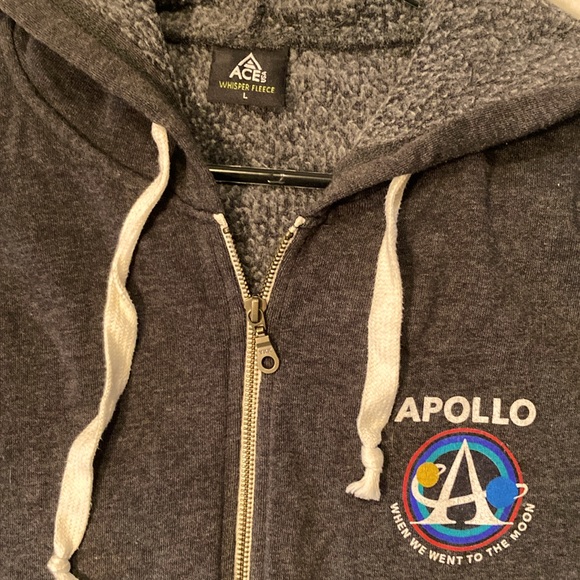 L Apollo Gray Fleece Zip up Jacket - Picture 2 of 3